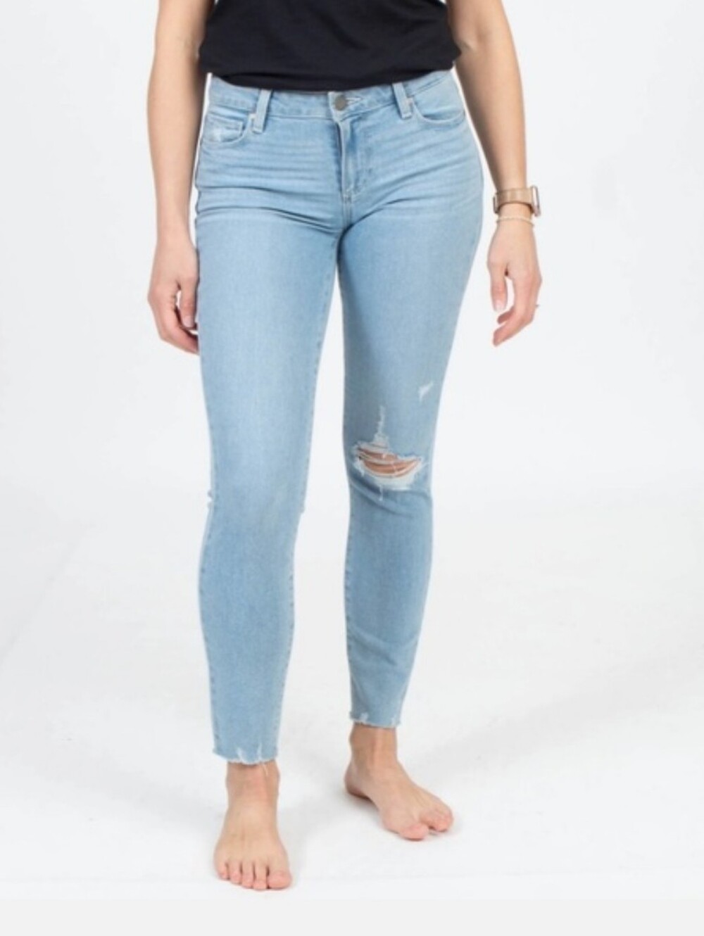 PAIGE Verdugo Ankle Jeans 'Riki Destructed' Light Wash 26